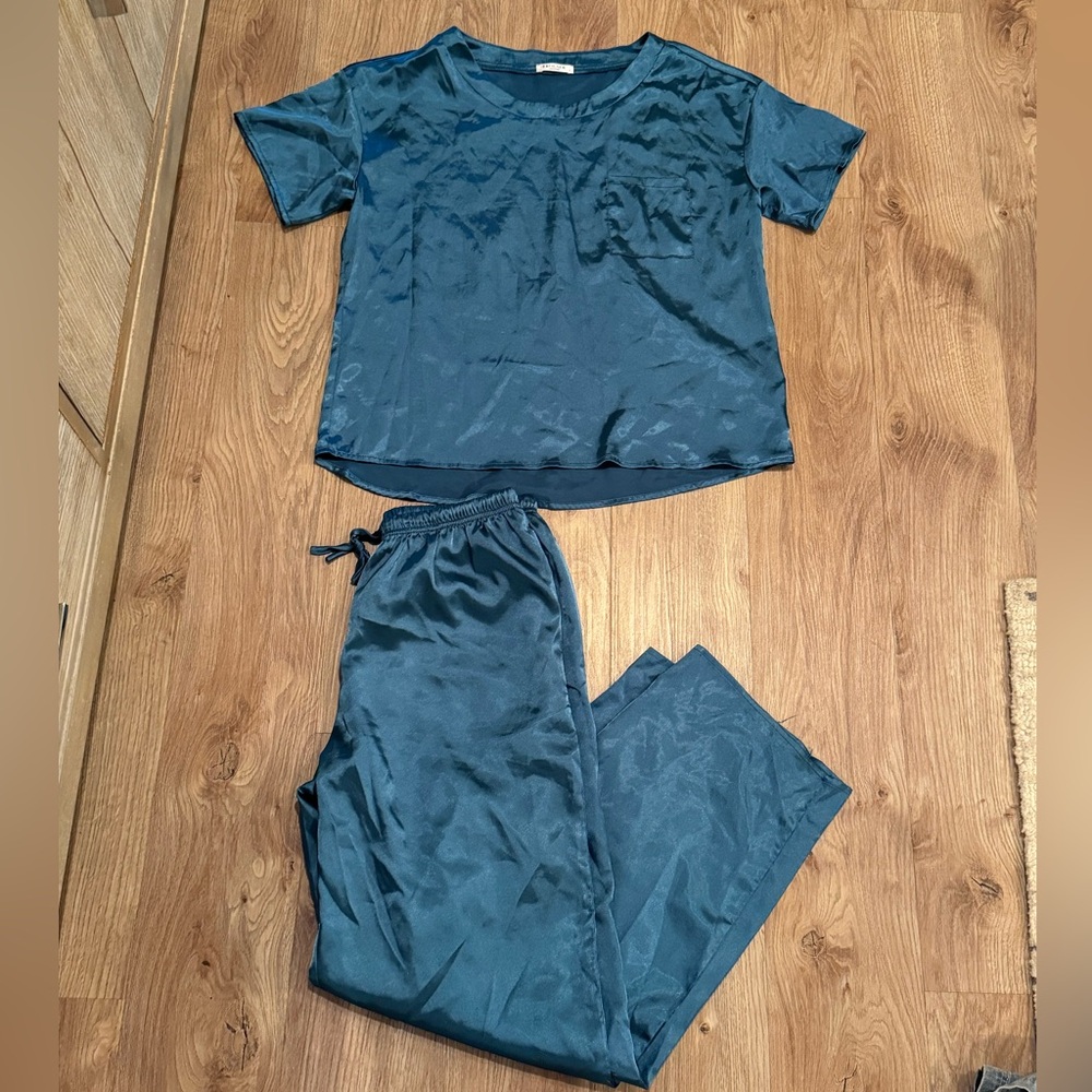 Blue Satin Pajamas - Picture 2 of 3